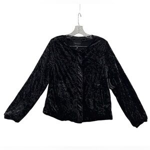 Sanctuary Black VELVET Jacket Blazer Zip Up, Pockets Women’s Size Medium NWT